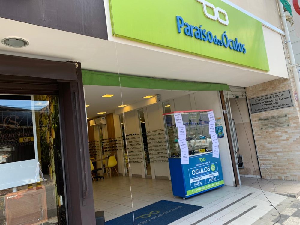 Fachada da loja Paraíso dos Óculos na Rua do Rosário, em Jundiaí